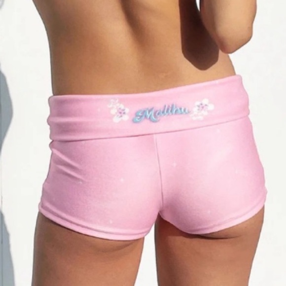 New! Frankies Bikinis Blue Crush Terry Boy Short Pink 31513